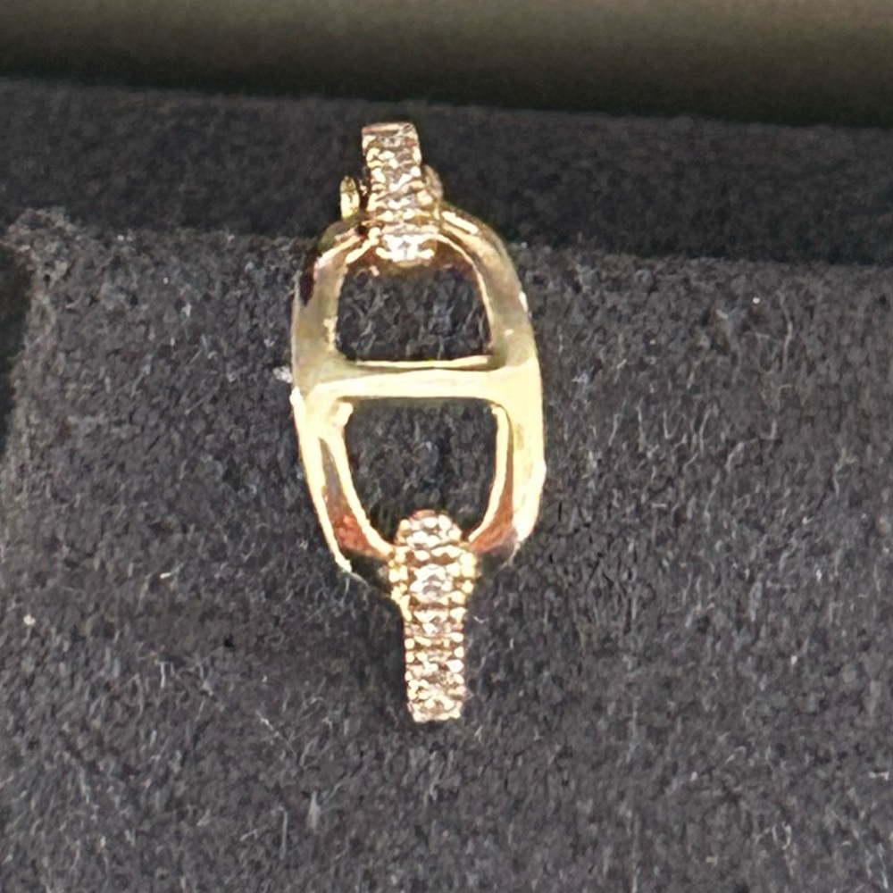 14k Gold Huggie Earrings with Diamond Accents - Picture 4 of 4
